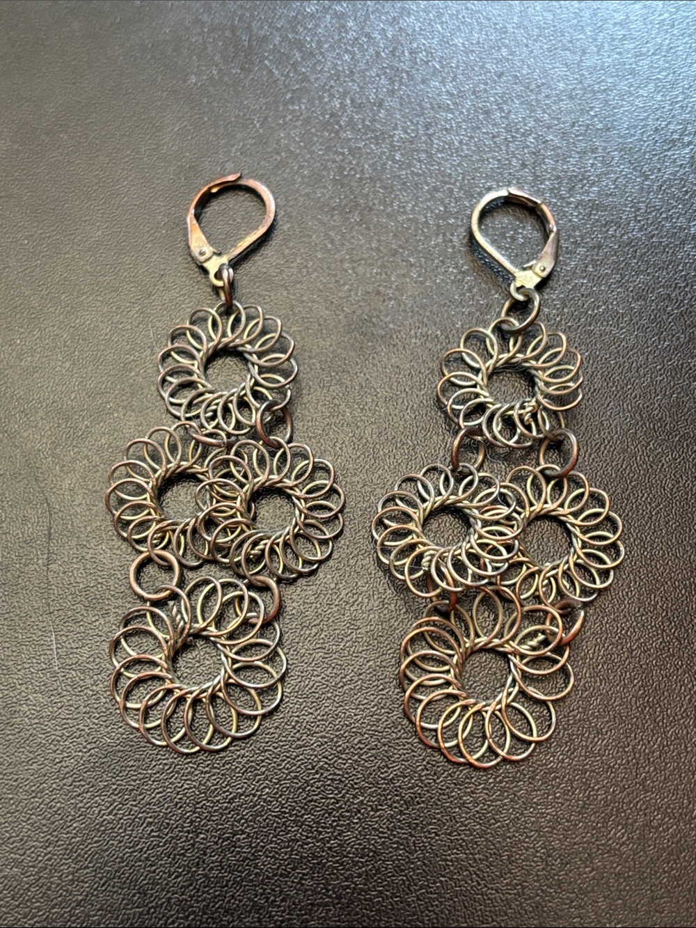 Antique Brass Multi-Ring Floral Drop Earrings - Women Jewelry